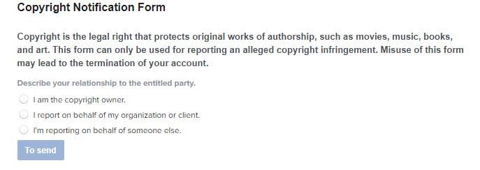 Report Copyright Infringement to instagram step 1