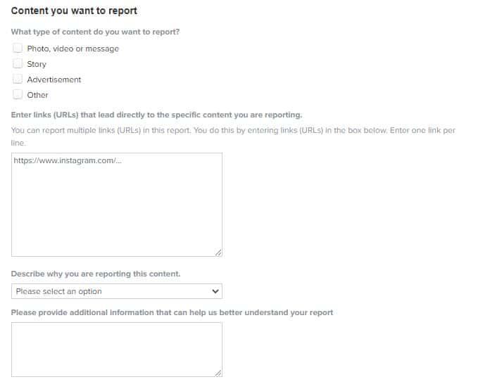 Report Copyright Infringement to instagram step 3